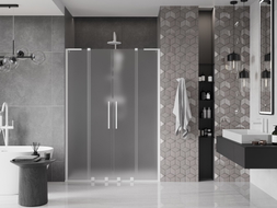 Mexen Velar L Duo drzwi prysznicowe rozsuwane 150 cm, szron, białe - 871-150-003-32-20