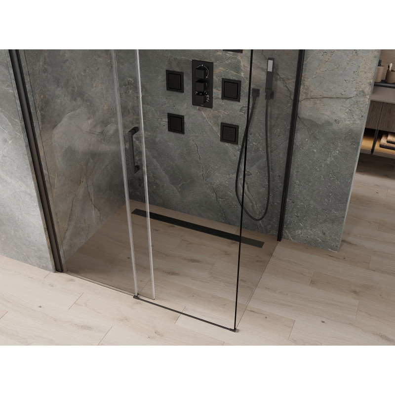 Mexen Omega lükandustega dušinurk 130 x 80 cm, läbipaistev, must - 825-130-080-70-00