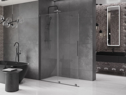 Mexen Velar Sliding Walk-in Shower Wall 140 x 200 cm, 8 mm Transparent, Gun Metal - 871-140-000-03-95