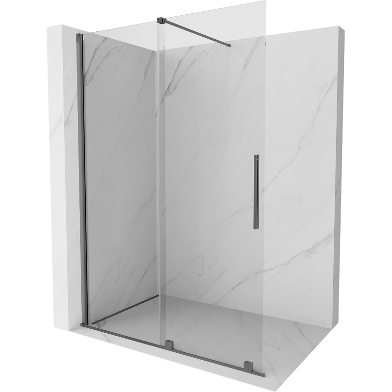 Mexen Velar sliding walk-in shower wall 160 x 200 cm, transparent 8 mm, gun metal - 871-160-000-03-95