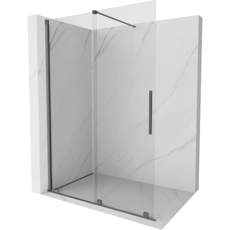 Mexen Velar sliding walk-in shower wall 160 x 200 cm, transparent 8 mm, gun metal - 871-160-000-03-95