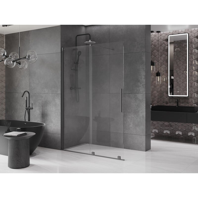 Mexen Velar divisória de duche deslizante Walk-in 160 x 200 cm, transparente 8 mm, metalizado - 871-160-000-03-95