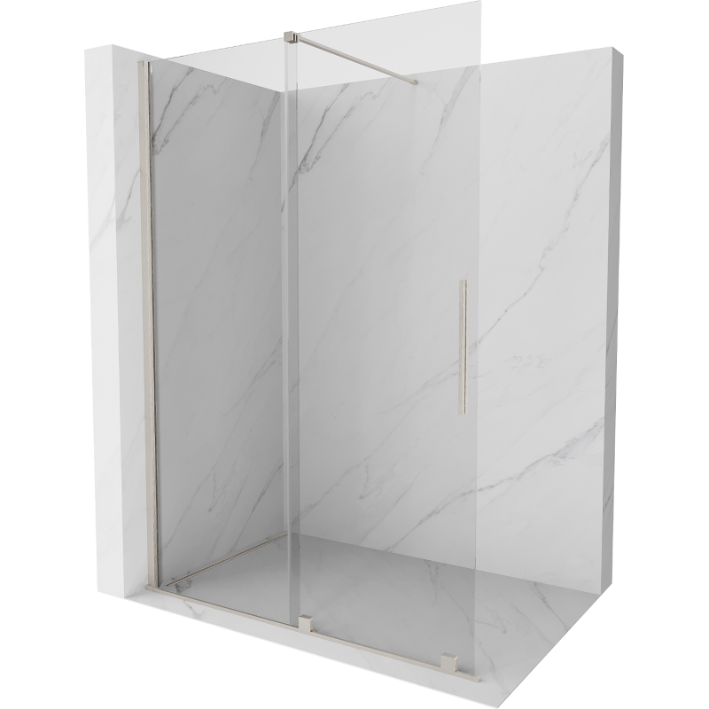 Mexen Velar parede de duche deslizante Walk-in 130 x 200 cm, transparente 8 mm, níquel escovado - 871-130-000-03-97