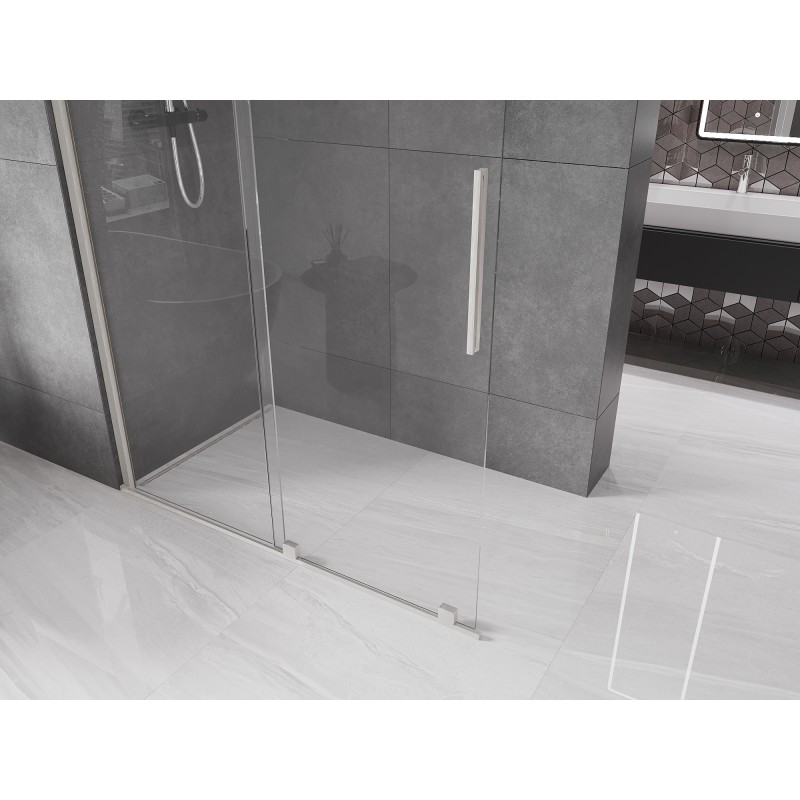 Mexen Velar ścianka prysznicowa rozsuwana Walk-in 130 x 200 cm, transparent 8 mm, nikiel szczotkowany - 871-130-000-03-97