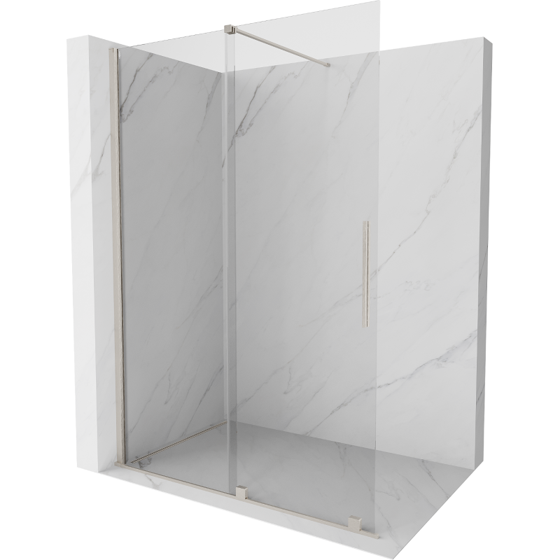Mexen Velar begehbare Duschrückwand 150 x 200 cm, transparent 8 mm, gebürsteter Nickel - 871-150-000-03-97