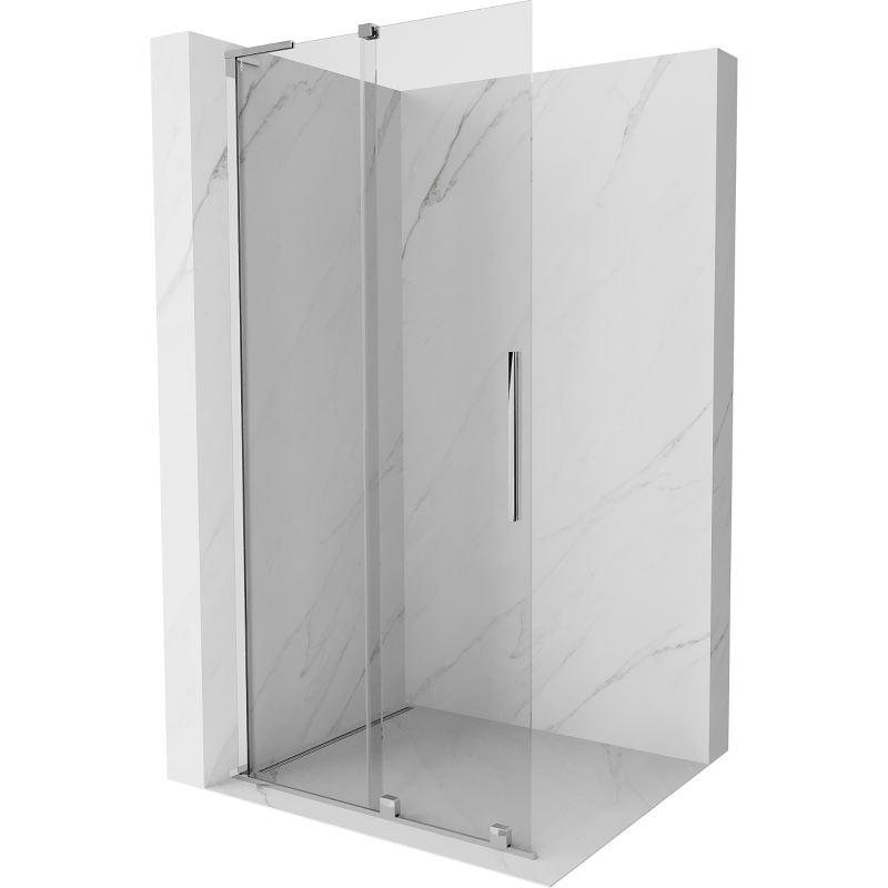 Mexen Velar L parede de duche deslizante Walk-in 120 x 200 cm, transparente 8 mm, cromado - 871-120-003-03-01
