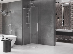 Mexen Velar L klizni zid za tuširanje klizni Walk-in 110 x 200 cm, prozirni 8 mm, krom - 871-110-003-03-01