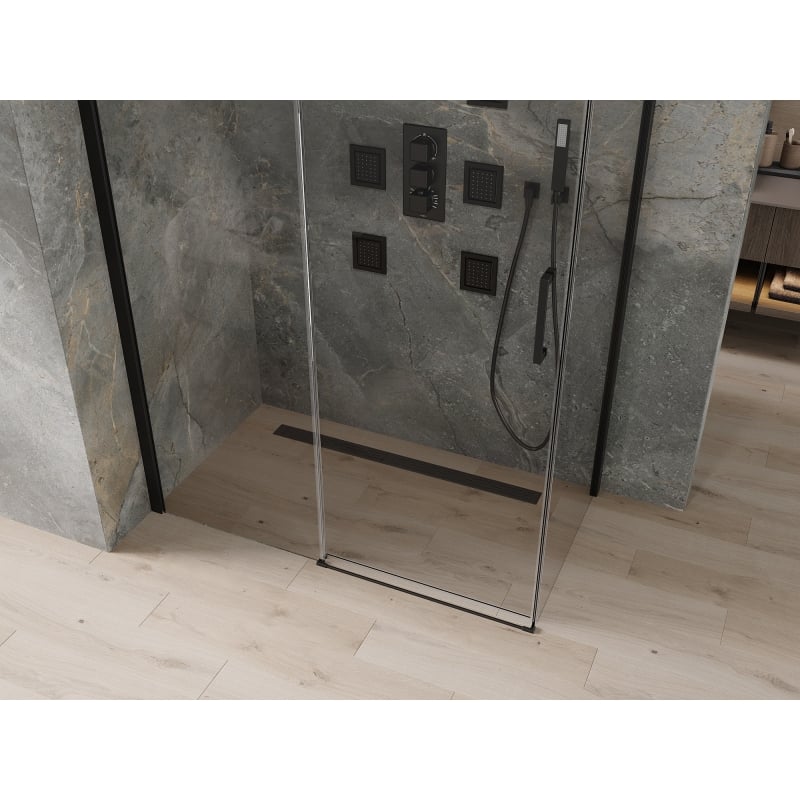 Mexen Omega liuguks dušinurk 140 x 80 cm, läbipaistev, must - 825-140-080-70-00