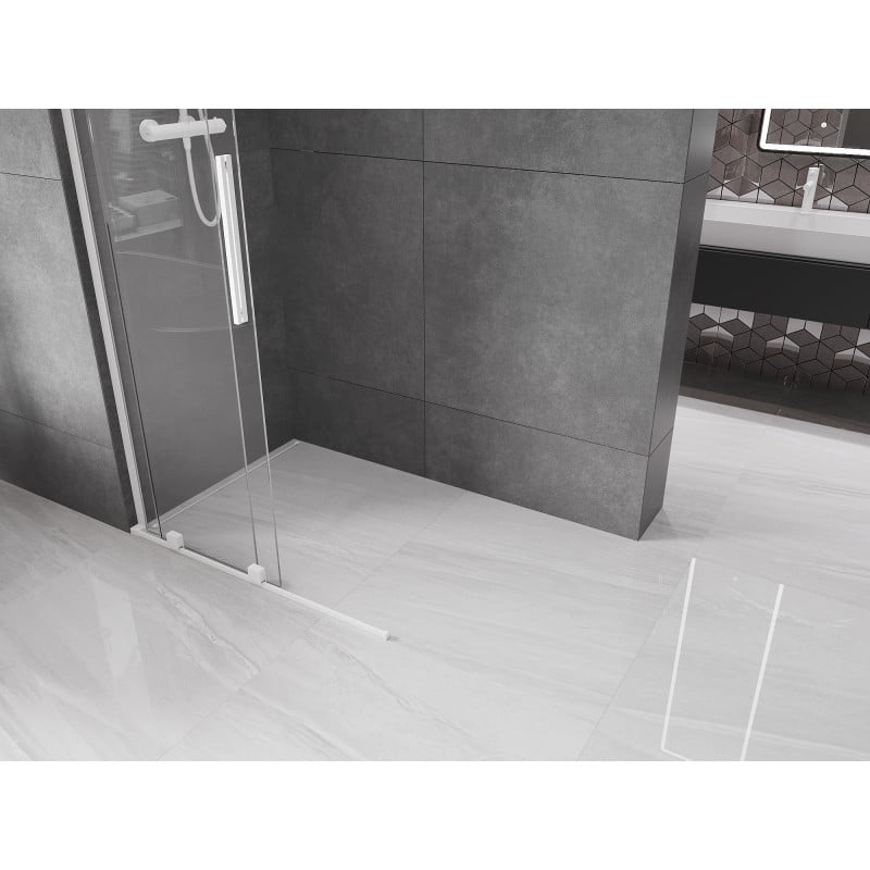 Mexen Velar L cloison de douche coulissante Walk-in 90 x 200 cm, transparent 8 mm, blanc - 871-090-003-03-20