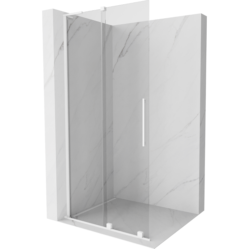 Mexen Velar L pared de ducha corredera Walk-in 120 x 200 cm, transparente 8 mm, blanca - 871-120-003-03-20