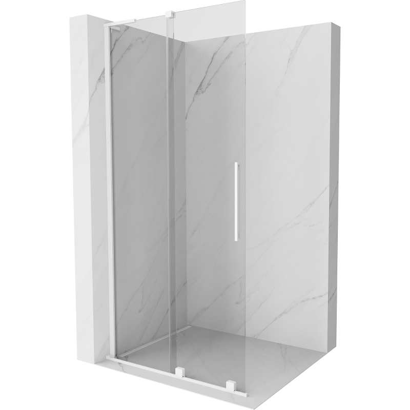 Mexen Velar L Duschwand verschiebbar Walk-in 100 x 200 cm, transparent 8 mm, weiß - 871-100-003-03-20