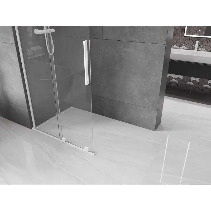 Mexen Velar L Paroi de douche coulissante Walk-in 110 x 200 cm, transparent 8 mm, blanc - 871-110-003-03-20