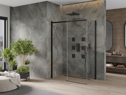 Mexen Omega klizni tuš vrata klizna 140 x 80 cm, prozirna, crna - 825-140-080-70-00