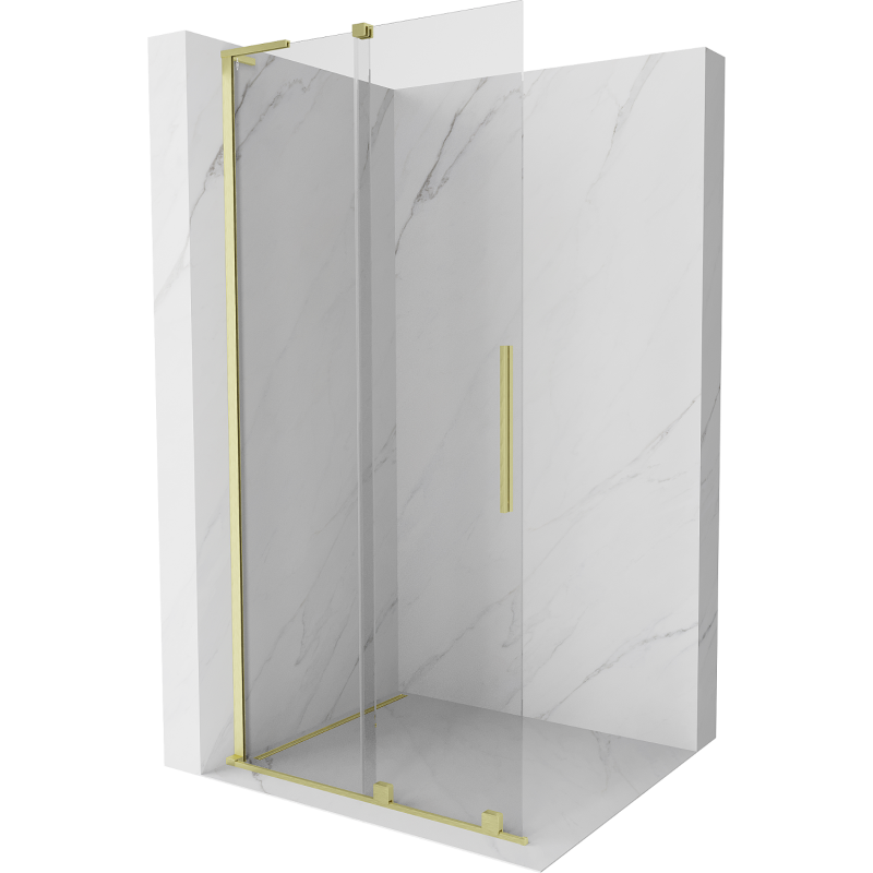 Mexen Velar L paroi de douche coulissante Walk-in 90 x 200 cm, transparent 8 mm, or brossé - 871-090-003-03-55