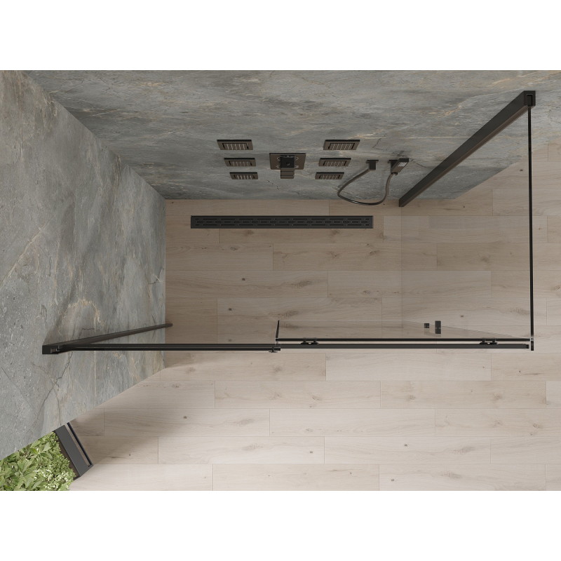 Mexen Omega liuguks dušinurk 140 x 80 cm, läbipaistev, must - 825-140-080-70-00