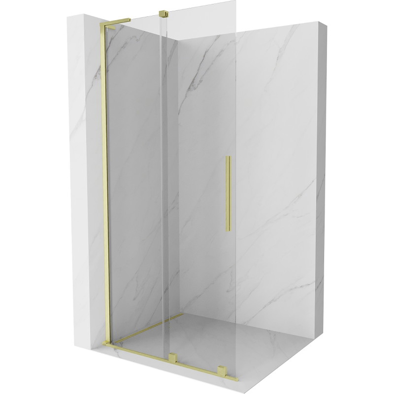 Mexen Velar L ścianka prysznicowa rozsuwana Walk-in 110 x 200 cm, transparent 8 mm, złota szczotkowana - 871-110-003-03-55
