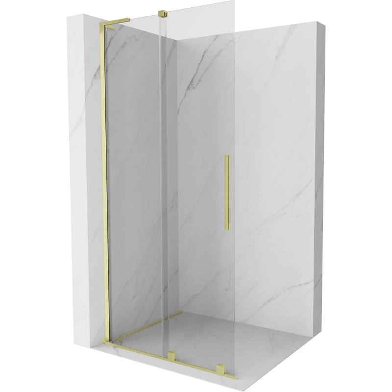 Mexen Velar L Duschwand zum Schieben Walk-in 120 x 200 cm, transparent 8 mm, gold gebürstet - 871-120-003-03-55