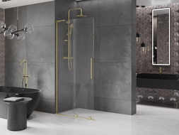 Mexen Velar L Schuifbare douchemuur Walk-in 120 x 200 cm, transparant 8 mm, goud geborsteld - 871-120-003-03-55