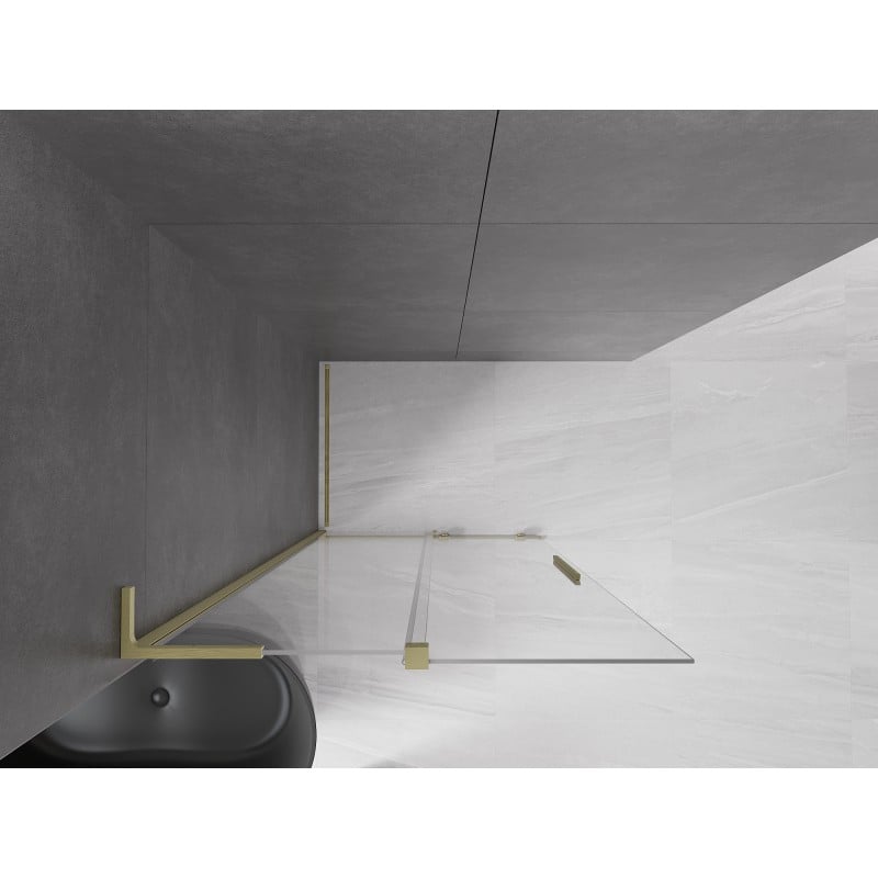 Mexen Velar L paroi de douche coulissante Walk-in 100 x 200 cm, transparente 8 mm, or brossé - 871-100-003-03-55