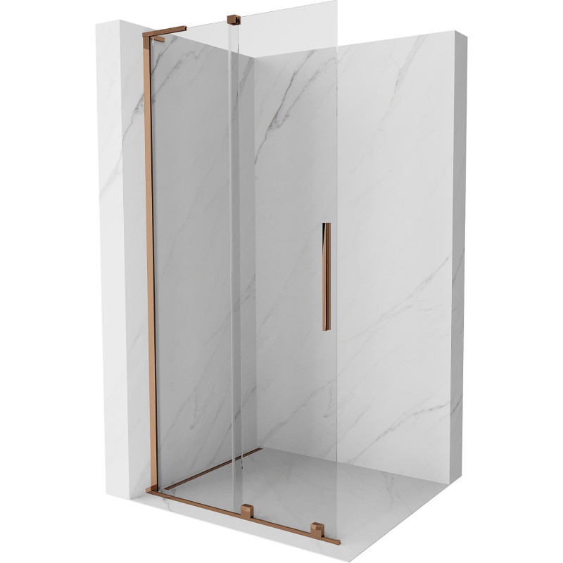 Mexen Velar L liuglev dušisein Walk-in 90 x 200 cm, läbipaistev 8 mm, roosa kuld - 871-090-003-03-60