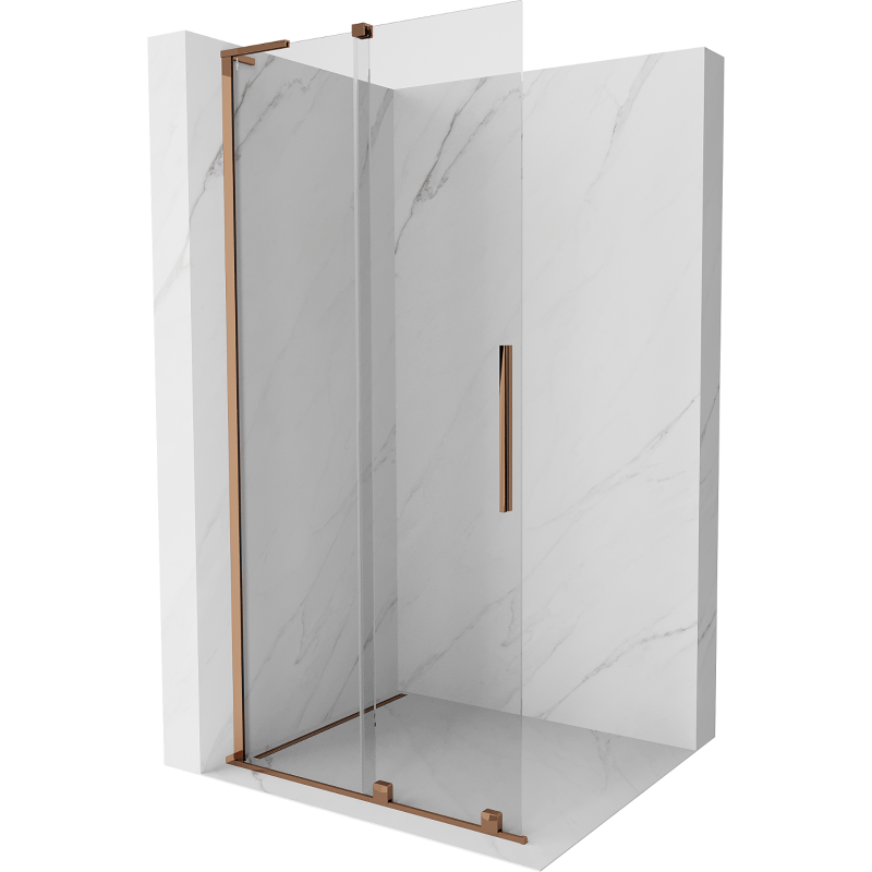 Mexen Velar L mampara de ducha deslizante Walk-in 90 x 200 cm, transparente 8 mm, oro rosa - 871-090-003-03-60