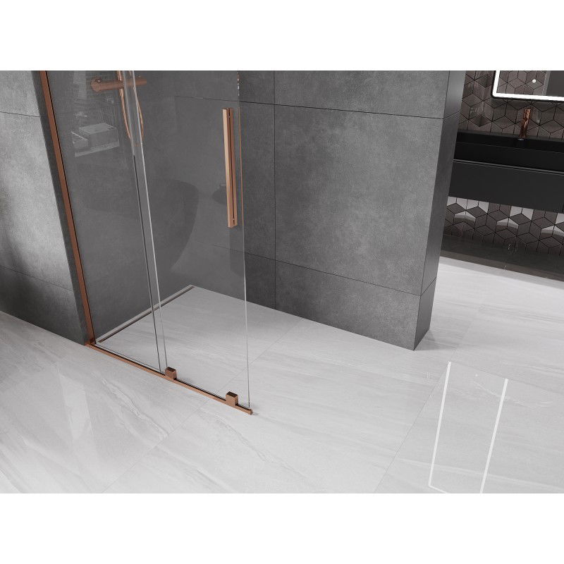 Mexen Velar L Schiebbar Walk-in Duschwand 100 x 200 cm, transparent 8 mm, rosa Gold - 871-100-003-03-60