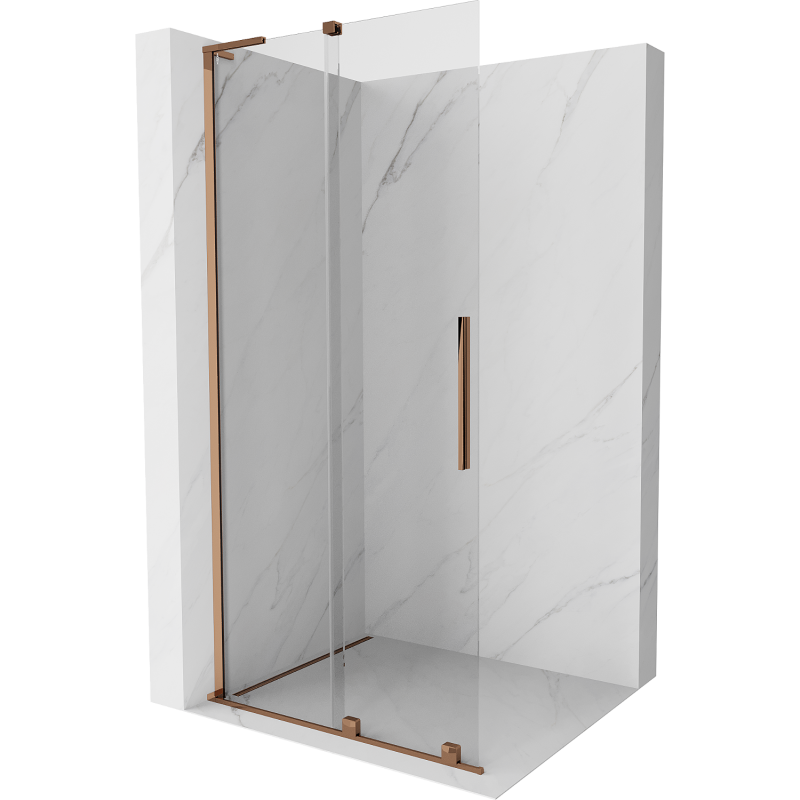 Mexen Velar L parete doccia scorrevole Walk-in 110 x 200 cm, trasparente 8 mm, oro rosa - 871-110-003-03-60