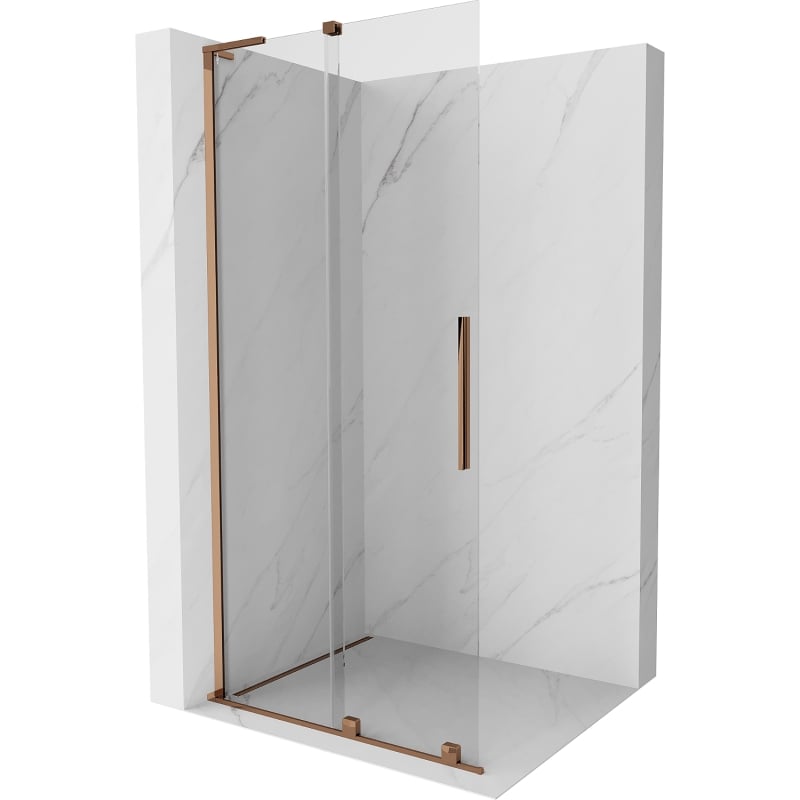 Mexen Velar L klizna stijena na uvlačenje Walk-in 120 x 200 cm, prozirna 8 mm, ružičasto zlato - 871-120-003-03-60