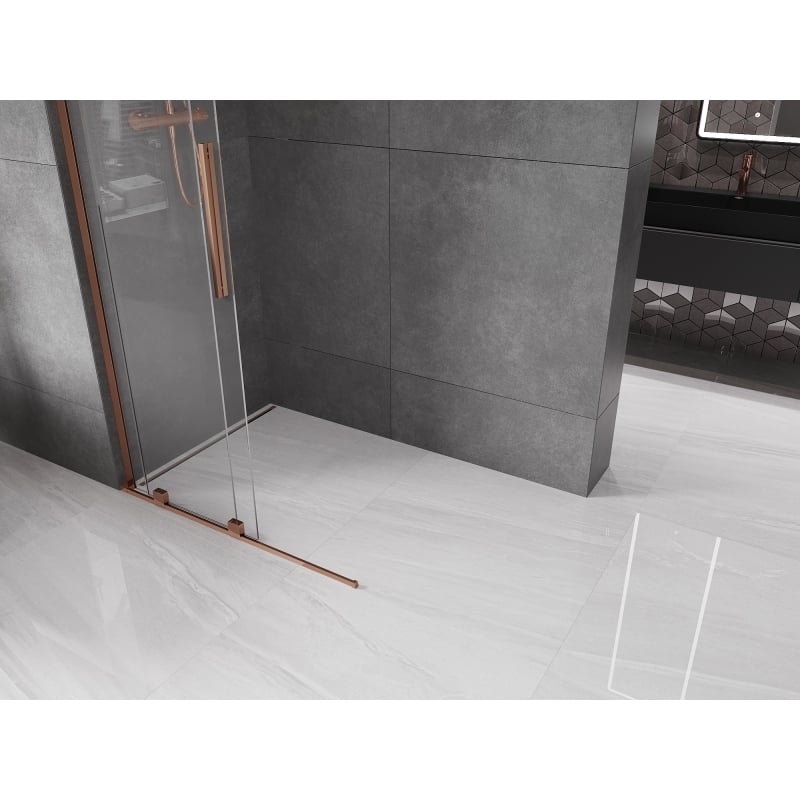 Mexen Velar L klizni paravan, klizna Walk-in 110 x 200 cm, prozirno 8 mm, ružičasto zlato - 871-110-003-03-60