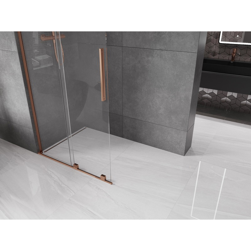 Mexen Velar L klizni paravan, klizna Walk-in 110 x 200 cm, prozirno 8 mm, ružičasto zlato - 871-110-003-03-60