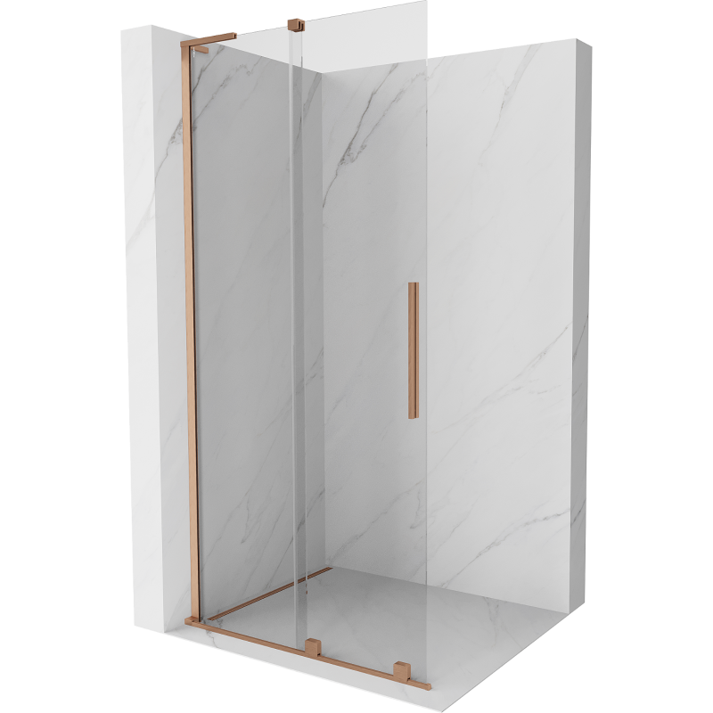 Mexen Velar L Mampara de ducha corredera Walk-in 90 x 200 cm, transparente 8 mm, cobre cepillado - 871-090-003-03-65