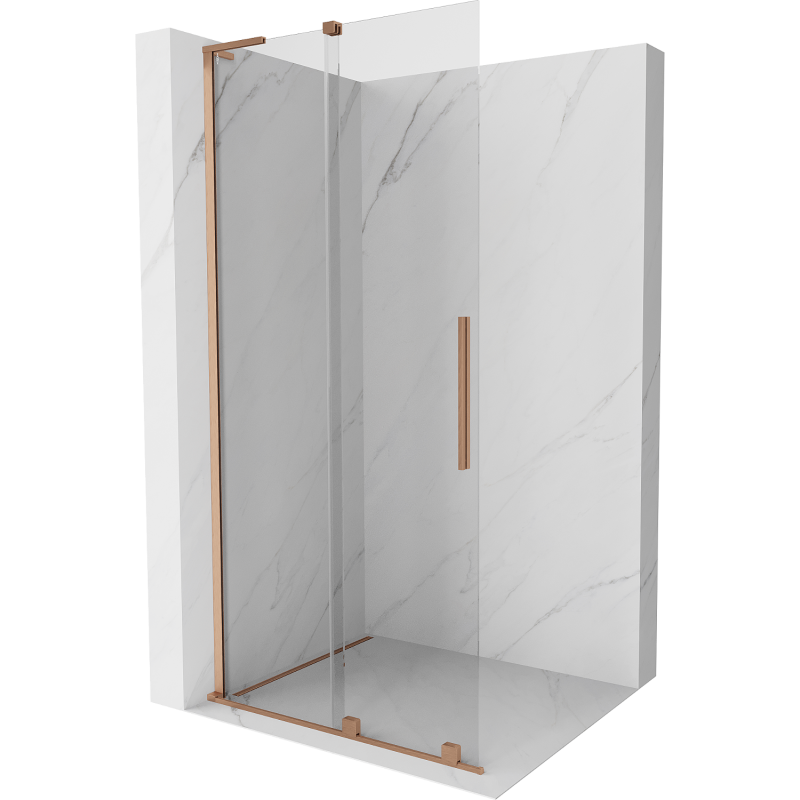 Mexen Velar L mampara de ducha corredera Walk-in 100 x 200 cm, transparente 8 mm, cobre cepillado - 871-100-003-03-65