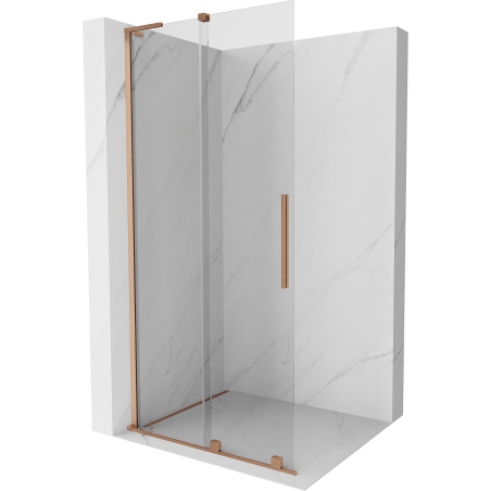Mexen Velar L ścianka prysznicowa rozsuwana Walk-in 120 x 200 cm, transparent 8 mm, miedź szczotkowana - 871-120-003-03-65
