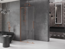 Mexen Velar L ścianka prysznicowa rozsuwana Walk-in 110 x 200 cm, transparent 8 mm, miedź szczotkowana - 871-110-003-03-65