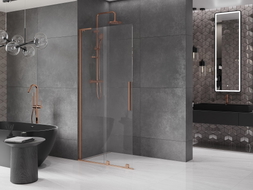 Mexen Velar L Klizni zaslon za tuš Walk-in 120 x 200 cm, prozirno 8 mm, brušena bakar - 871-120-003-03-65