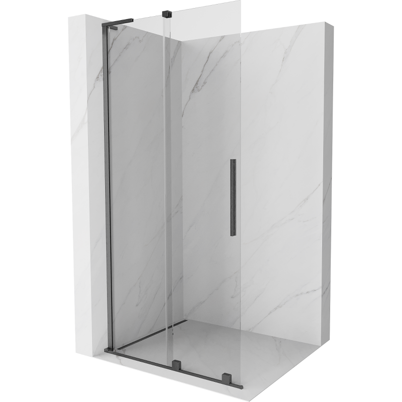 Mexen Velar L Duschwand zum Schieben Walk-in 120 x 200 cm, transparent 8 mm, gebürstetes Gun Gray - 871-120-003-03-66