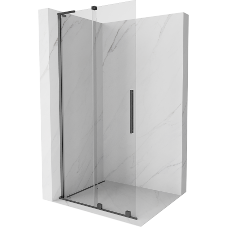 Mexen Velar L Duschwand zum Schieben Walk-in 120 x 200 cm, transparent 8 mm, gebürstetes Gun Gray - 871-120-003-03-66