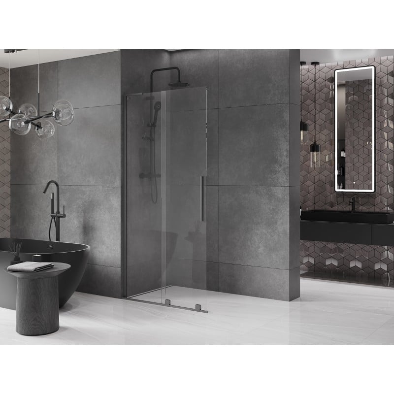 Mexen Velar L paroi de douche coulissante Walk-in 110 x 200 cm, transparent 8 mm, gris canon brossé - 871-110-003-03-66