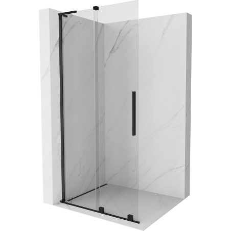 Mexen Velar L schuifbare douchewand Walk-in 120 x 200 cm, transparant 8 mm, zwart - 871-120-003-03-70