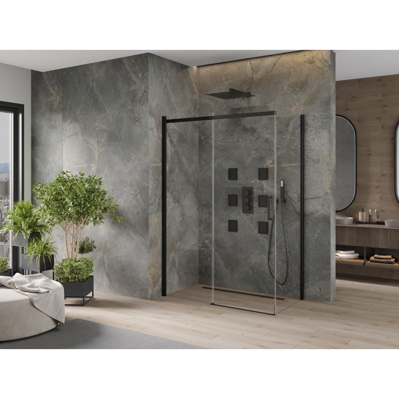 Mexen Omega cabine de douche coulissante 150 x 80 cm, transparente, noire - 825-150-080-70-00