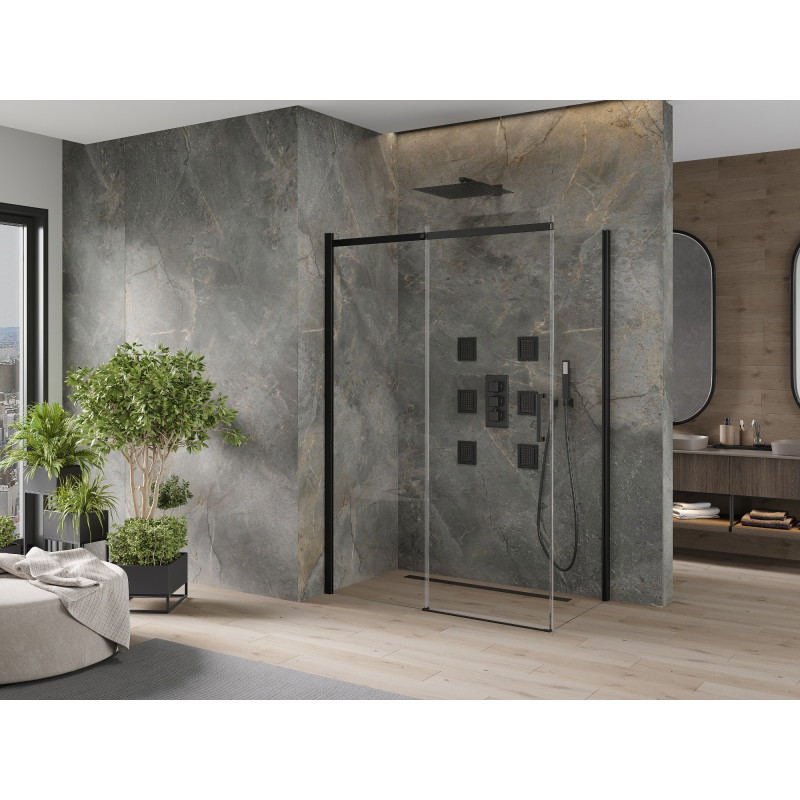 Mexen Omega klizna tuš kabina na razvlačenje 150 x 80 cm, prozirna, crna - 825-150-080-70-00