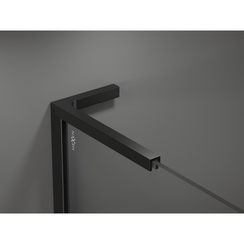 Mexen Velar L drsna tuš pregrada Walk-in 100 x 200 cm, prozorna 8 mm, črna - 871-100-003-03-70