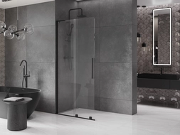 Mexen Velar L paroi de douche coulissante Walk-in 120 x 200 cm, transparent 8 mm, noir - 871-120-003-03-70