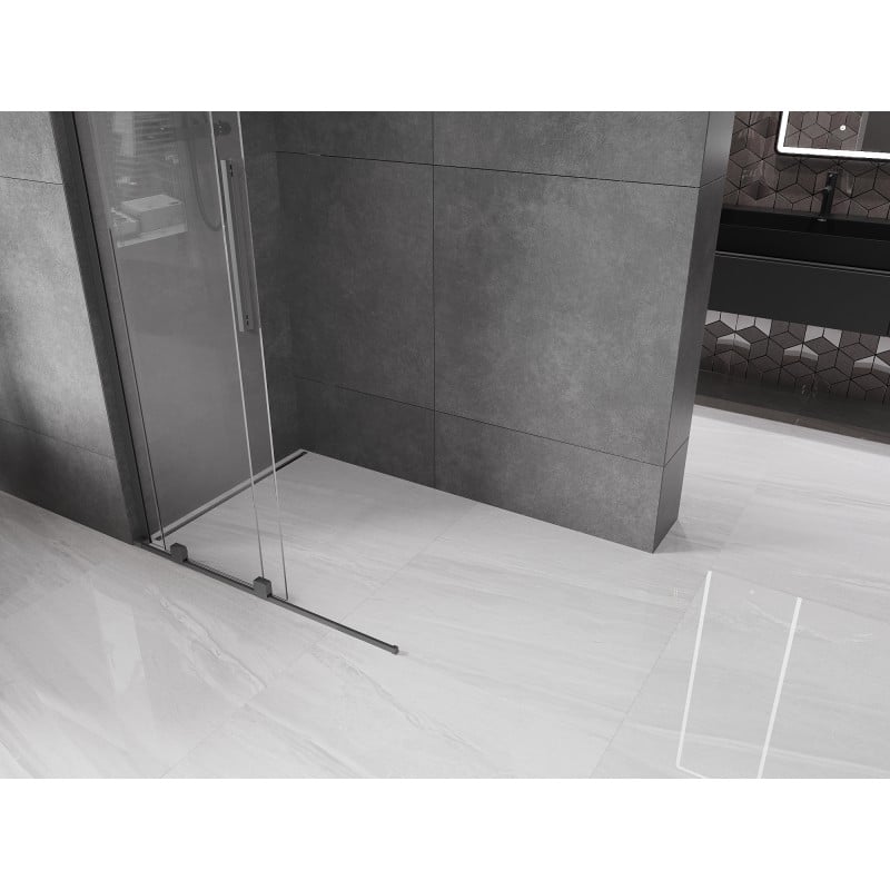 Mexen Velar L sliding shower wall Walk-in 100 x 200 cm, transparent 8 mm, gun metal - 871-100-003-03-95
