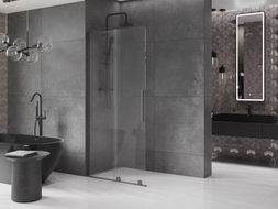 Mexen Velar L klizni zid tuša Walk-in 120 x 200 cm, prozirni 8 mm, gun metal - 871-120-003-03-95