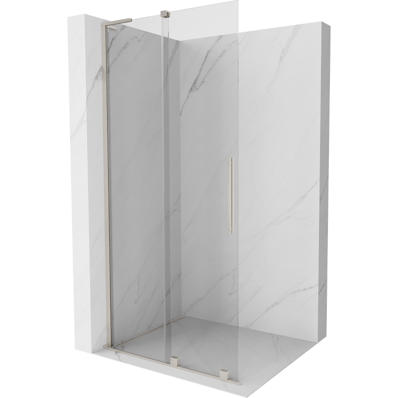 Mexen Velar L parede de duche deslizante Walk-in 100 x 200 cm, transparente 8 mm, níquel escovado - 871-100-003-03-97