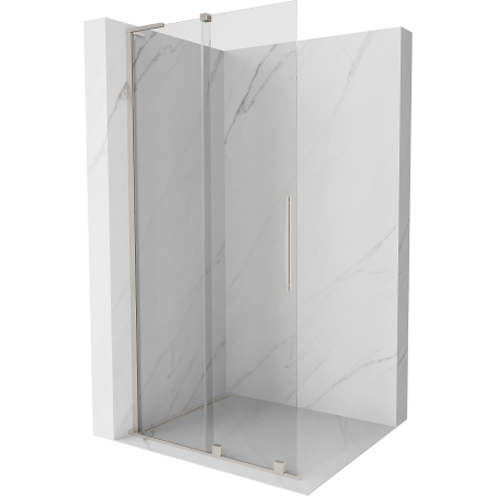 Mexen Velar L schuifbare douchemuur Walk-in 100 x 200 cm, transparant 8 mm, geborsteld nikkel - 871-100-003-03-97