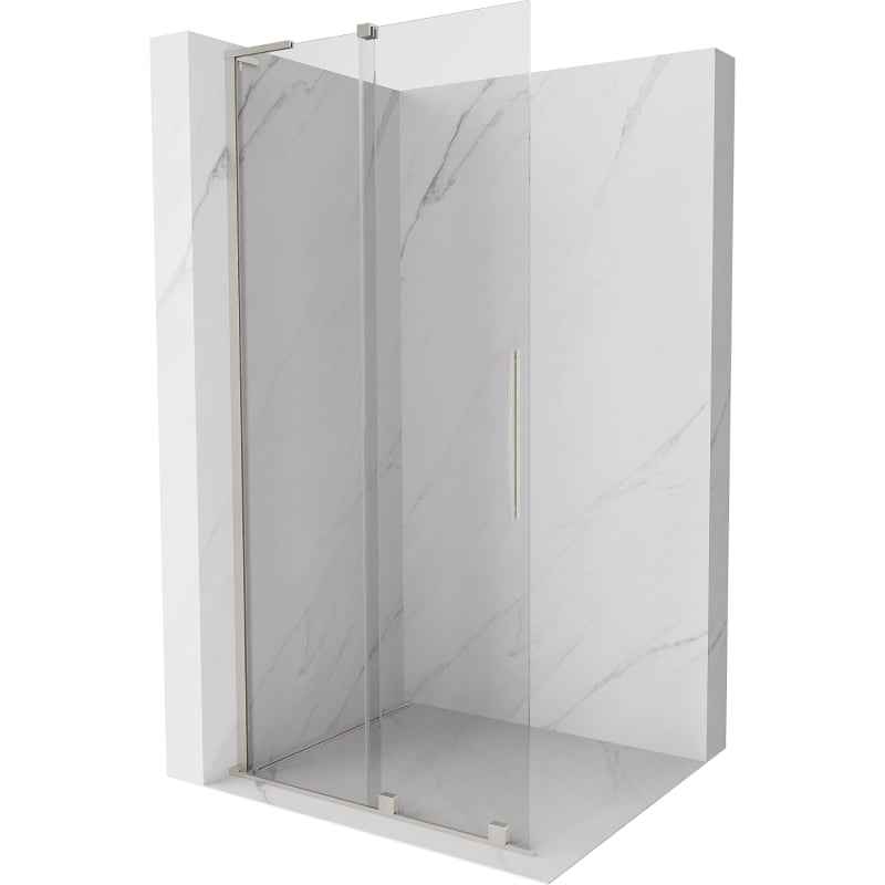 Mexen Velar L klizna stijenka na kotačićima Walk-in 110 x 200 cm, prozirna 8 mm, brušeni nikal - 871-110-003-03-97