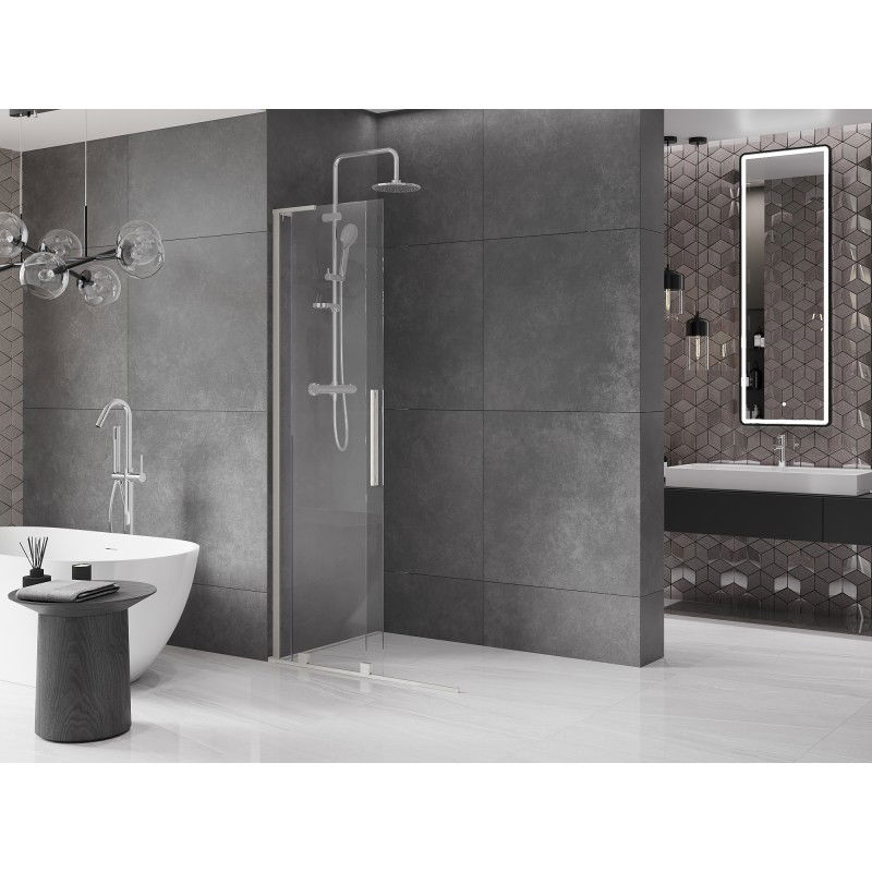 Mexen Velar L paroi de douche coulissante Walk-in 120 x 200 cm, transparent 8 mm, nickel brossé - 871-120-003-03-97