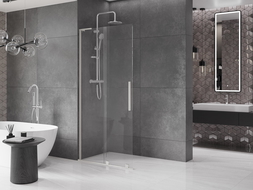 Mexen Velar L paroi de douche coulissante Walk-in 120 x 200 cm, transparent 8 mm, nickel brossé - 871-120-003-03-97